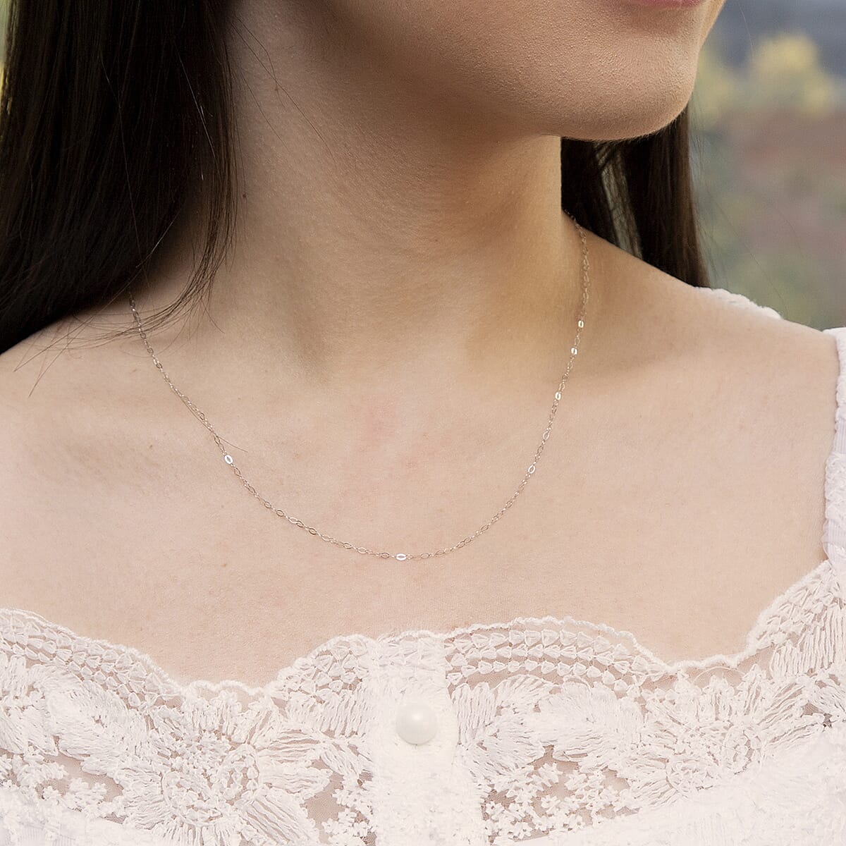 9K White Gold  Chain (Size - 18),  Gold Wt. 0.35 Gms