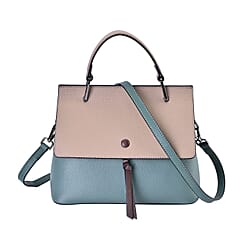 Genuine Leather Crossbody Bag with 2 Exterior Zipped Pockets & Shoulder Strap - Tan