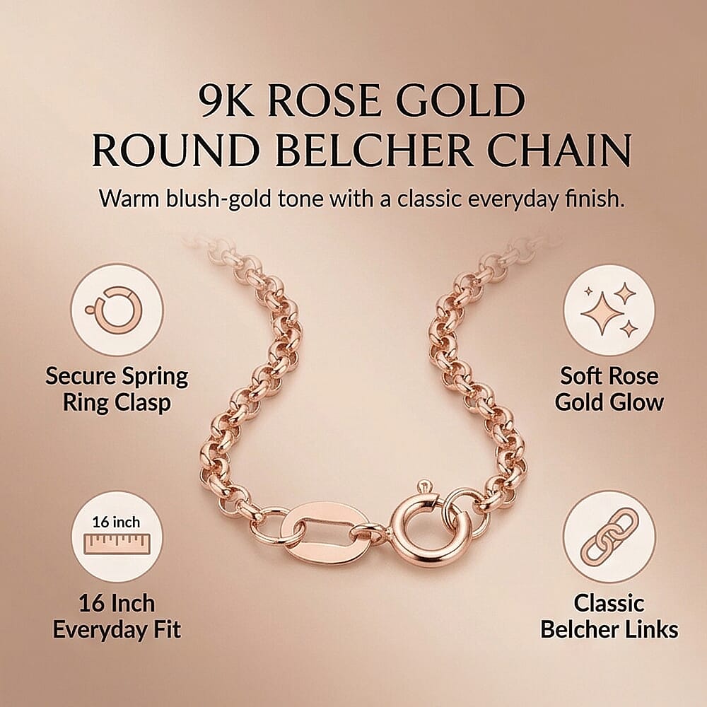 9K Rose Gold  Chain (Size - 16),  Gold Wt. 0.9 Gms