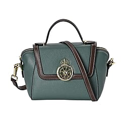 Elegant 100% Genuine Leather Crossbody Bag With Flip Top Zip Closure - Detachable Shoulder Trap - Black