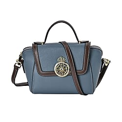 Elegant 100% Genuine Leather Crossbody Bag With Flip Top Zip Closure - Detachable Shoulder Trap - Black