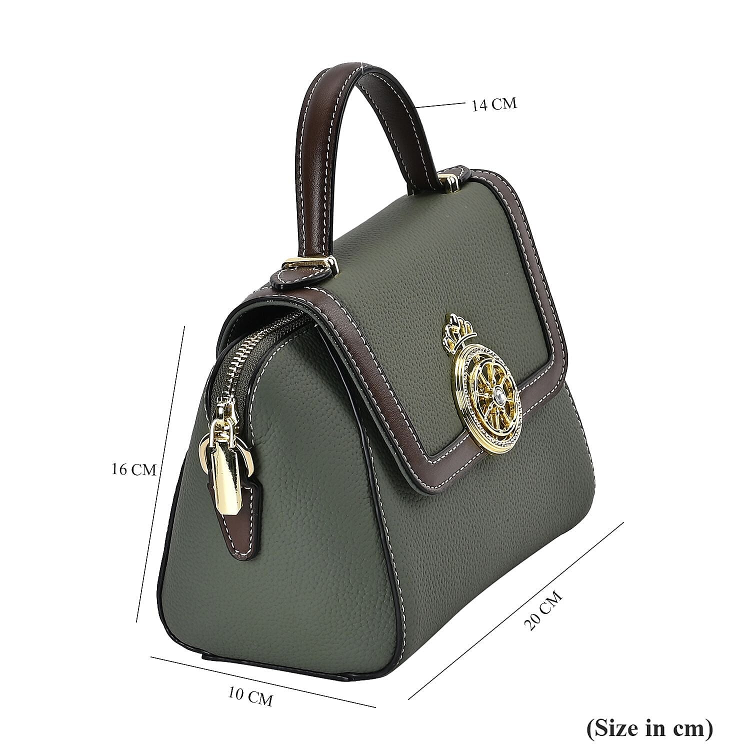 Elegant 100% Genuine Leather Crossbody Bag With Flip Top Zip Closure - Detachable Shoulder Trap - Green
