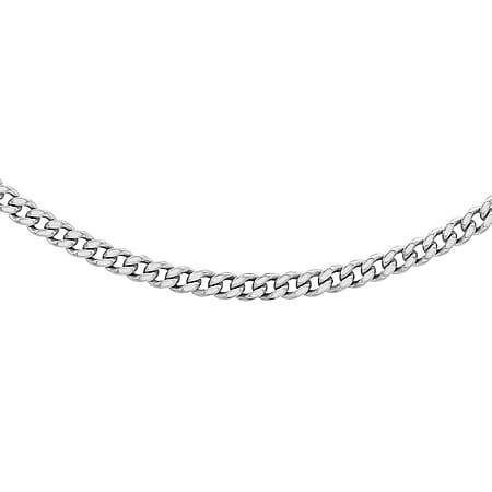 Diamond Cut Adjustable Curb Chain 16 Inch-18 Inch in 9K White Gold
