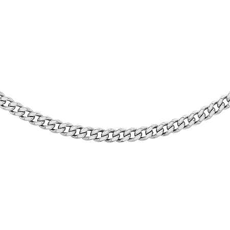 Diamond Cut Adjustable Curb Chain 18 Inch-20 Inch in 9K White Gold
