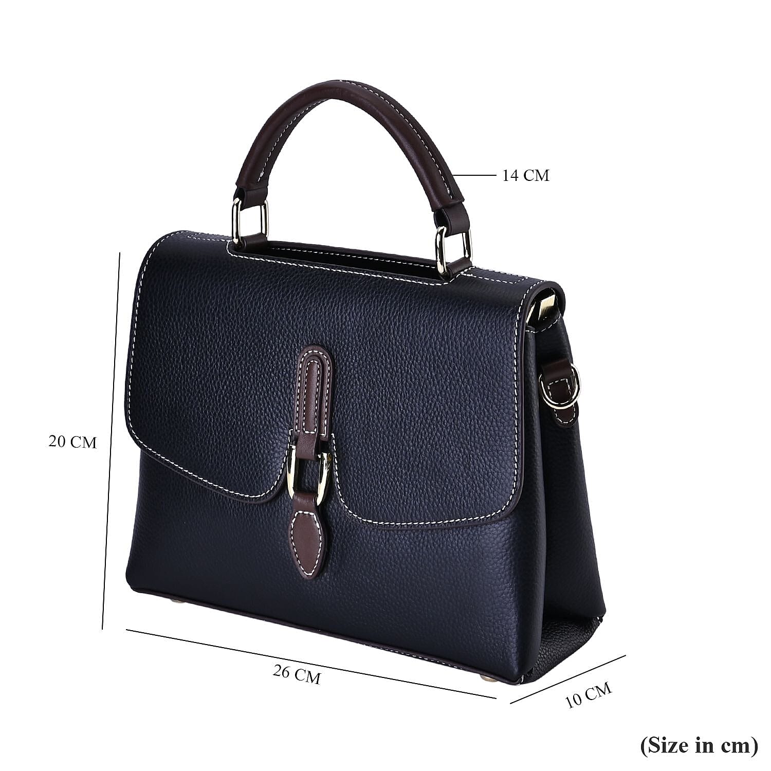 New Autumn Edition Genuine Leather Crossbody Bag with Shoulder Strap - Black