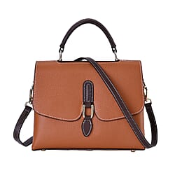 New Fall Collection- Genuine Leather Crossbody Bag with Shoulder Strap - Tan