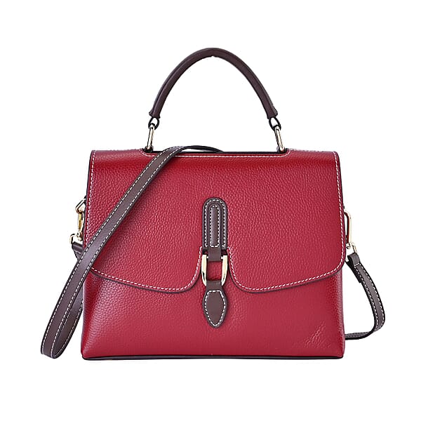 New Fall Collection Genuine Leather Crossbody Bag with Shoulder Strap Red 7590766 TJC