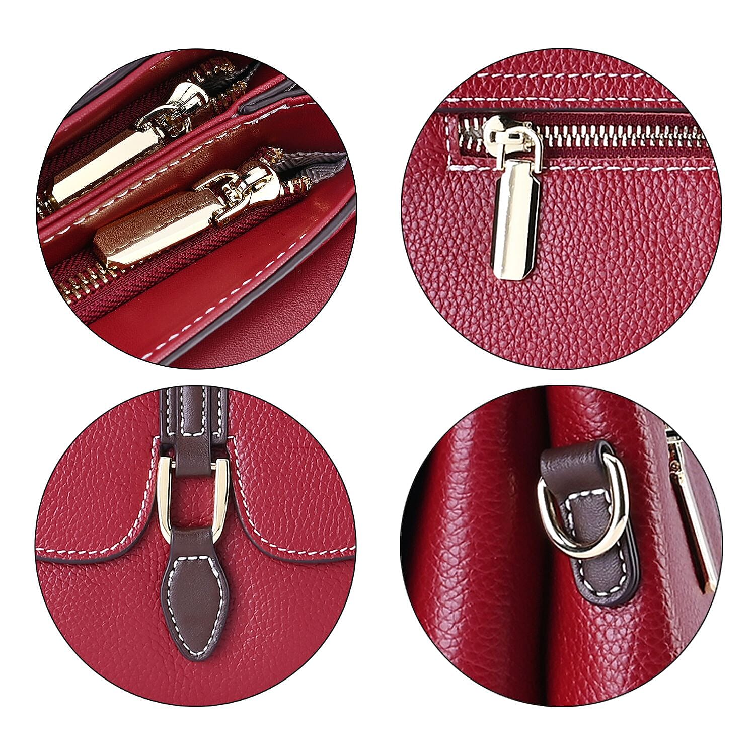 New Fall Collection-  Genuine Leather Crossbody Bag with Shoulder Strap -  Red