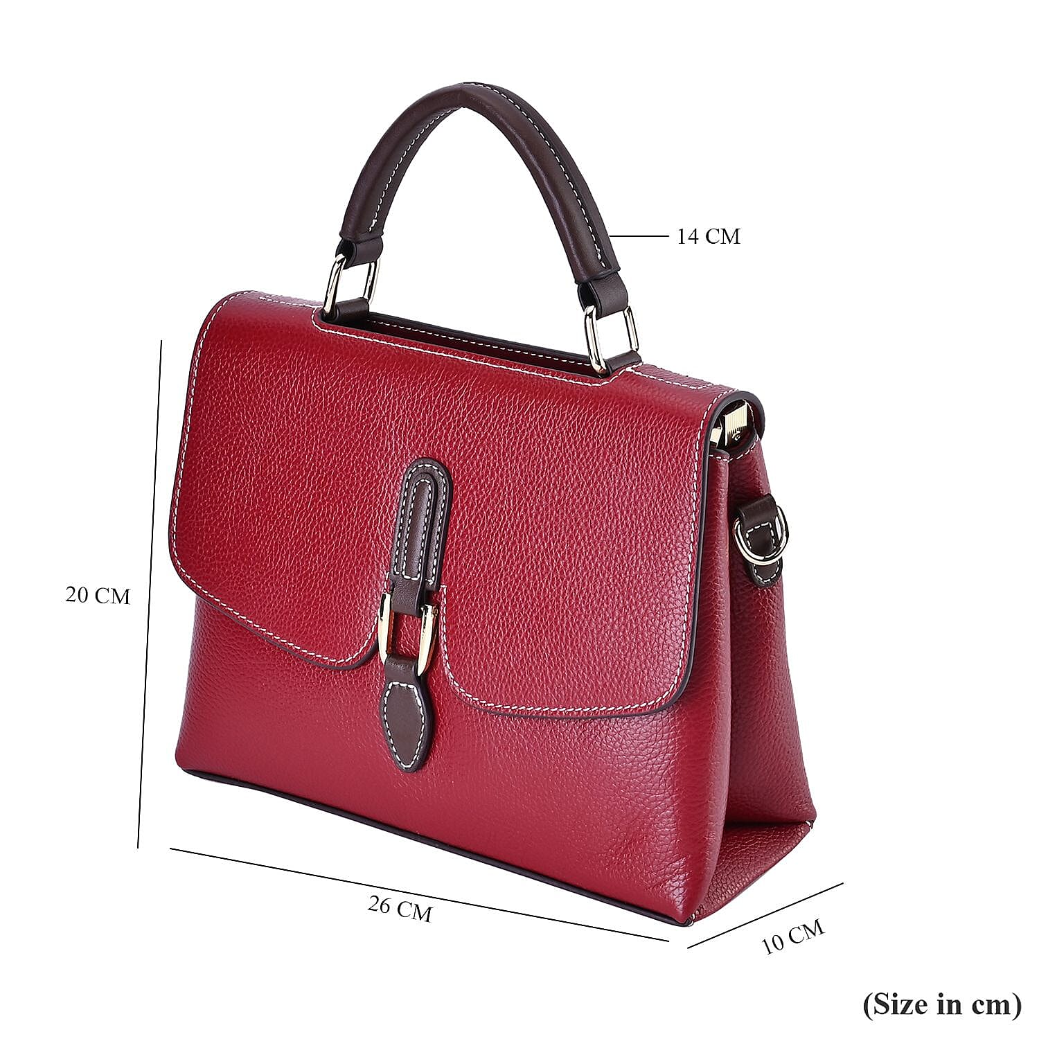 New Fall Collection-  Genuine Leather Crossbody Bag with Shoulder Strap -  Red