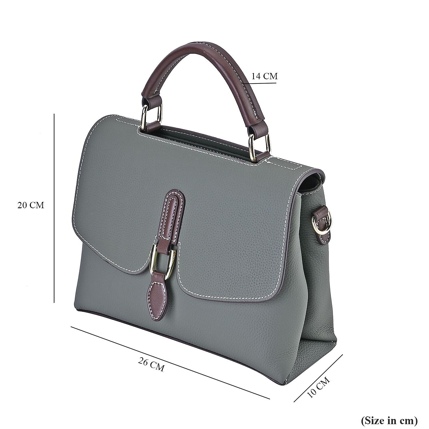 New Fall Collection- Genuine Leather Crossbody Bag with Shoulder Strap -  Olive