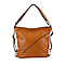 100% Genuine Leather Crossbody Bag with Adjustable Strap - Khaki