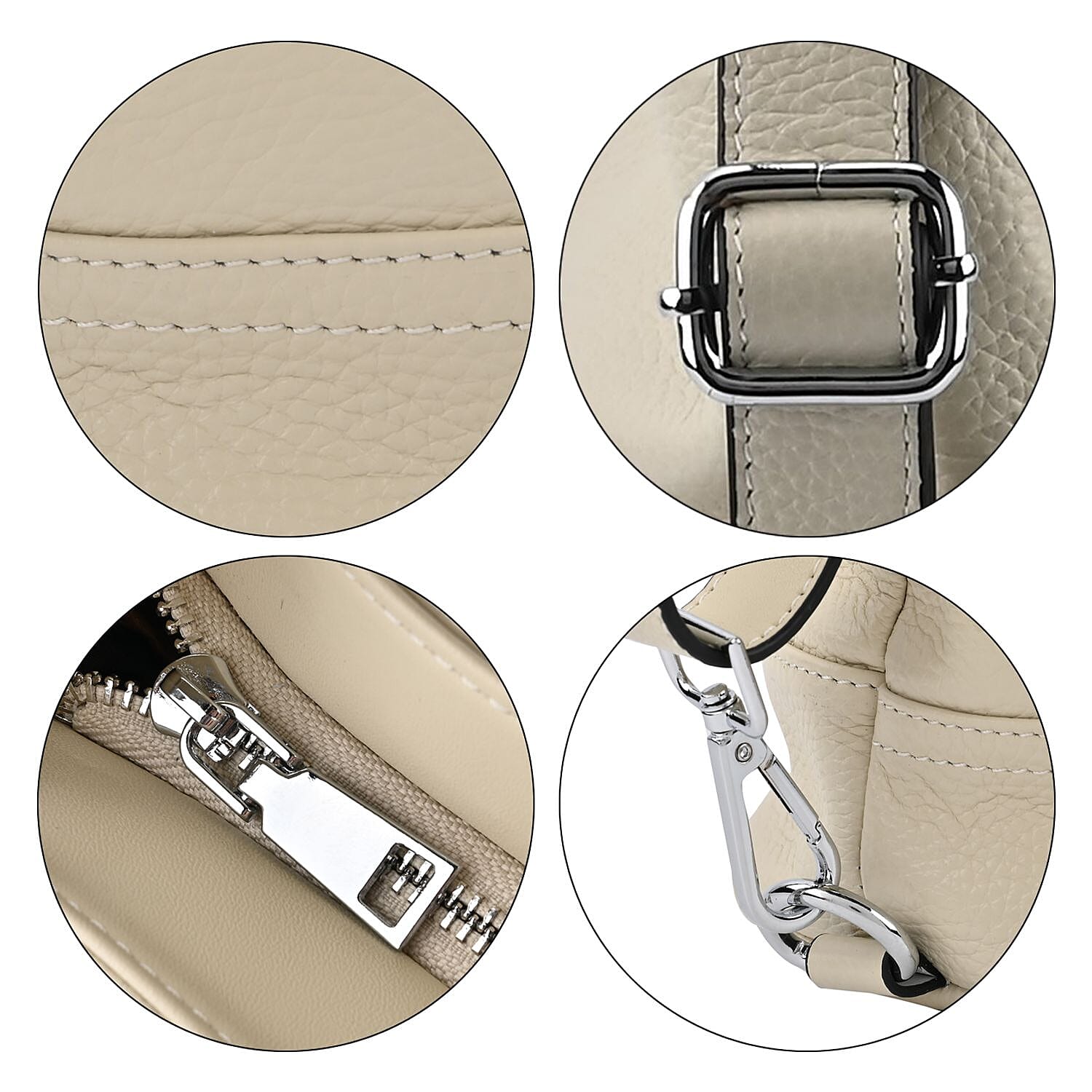 100% Genuine Leather Crossbody Bag with Adjustable Strap - White