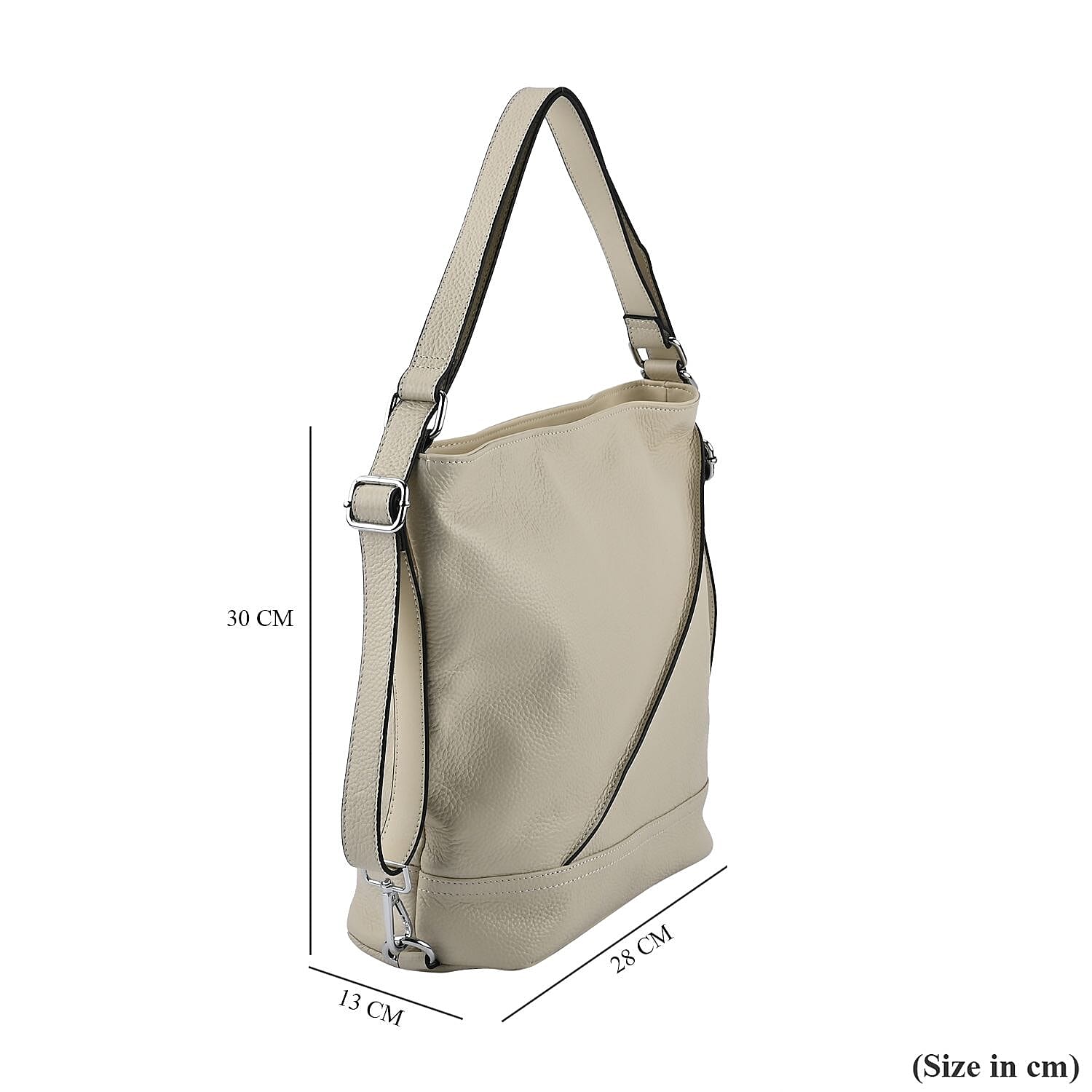 100% Genuine Leather Crossbody Bag with Adjustable Strap - White