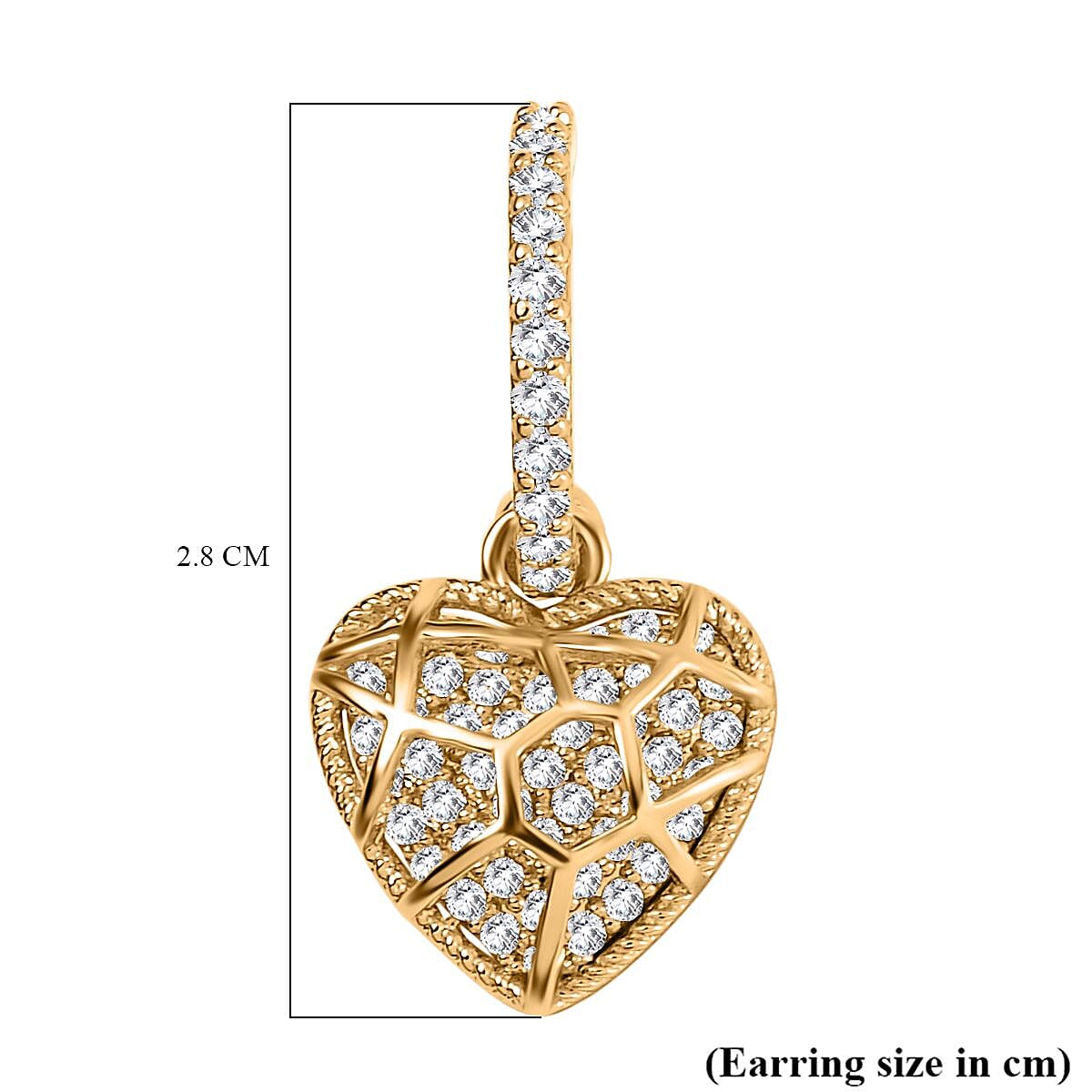 White Cubic Zirconia Heart Earring with Push Back White Cubic Zirconia Heart Earring with Push Back