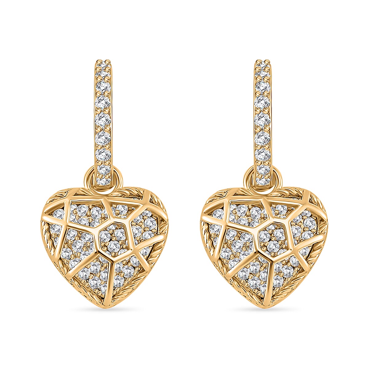 White Cubic Zirconia Heart Earring with Push Back White Cubic Zirconia Heart Earring with Push Back