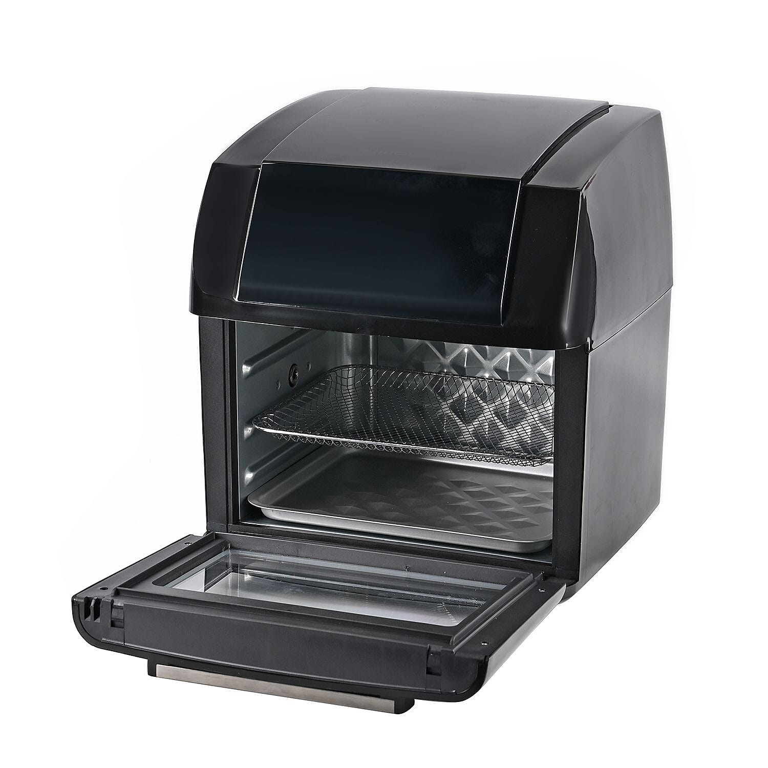 10 in 1 Combined Air Fryer with Rotisserie, Shelves And Rotating Barrell. Touch LED Display & 12L Capacity (Air Fry, Grill, Bake, Roast, Toast, Pizza) - Black