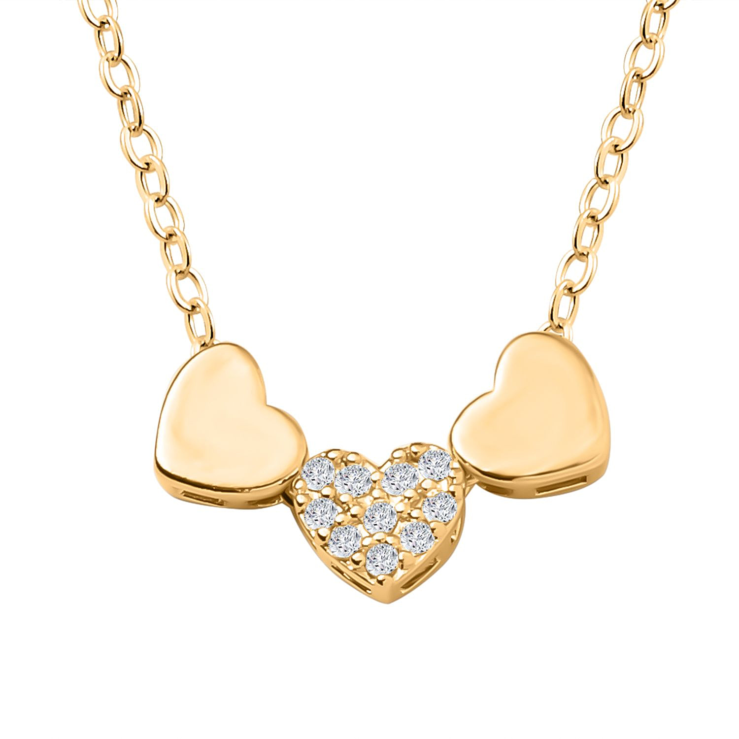 Cubic Zirconia Heart Necklace (Size - 20-2 inch Ext.)