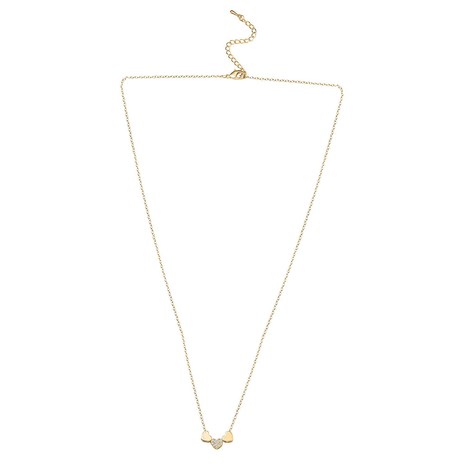 Cubic Zirconia Heart Necklace (Size - 20-2 inch Ext.)