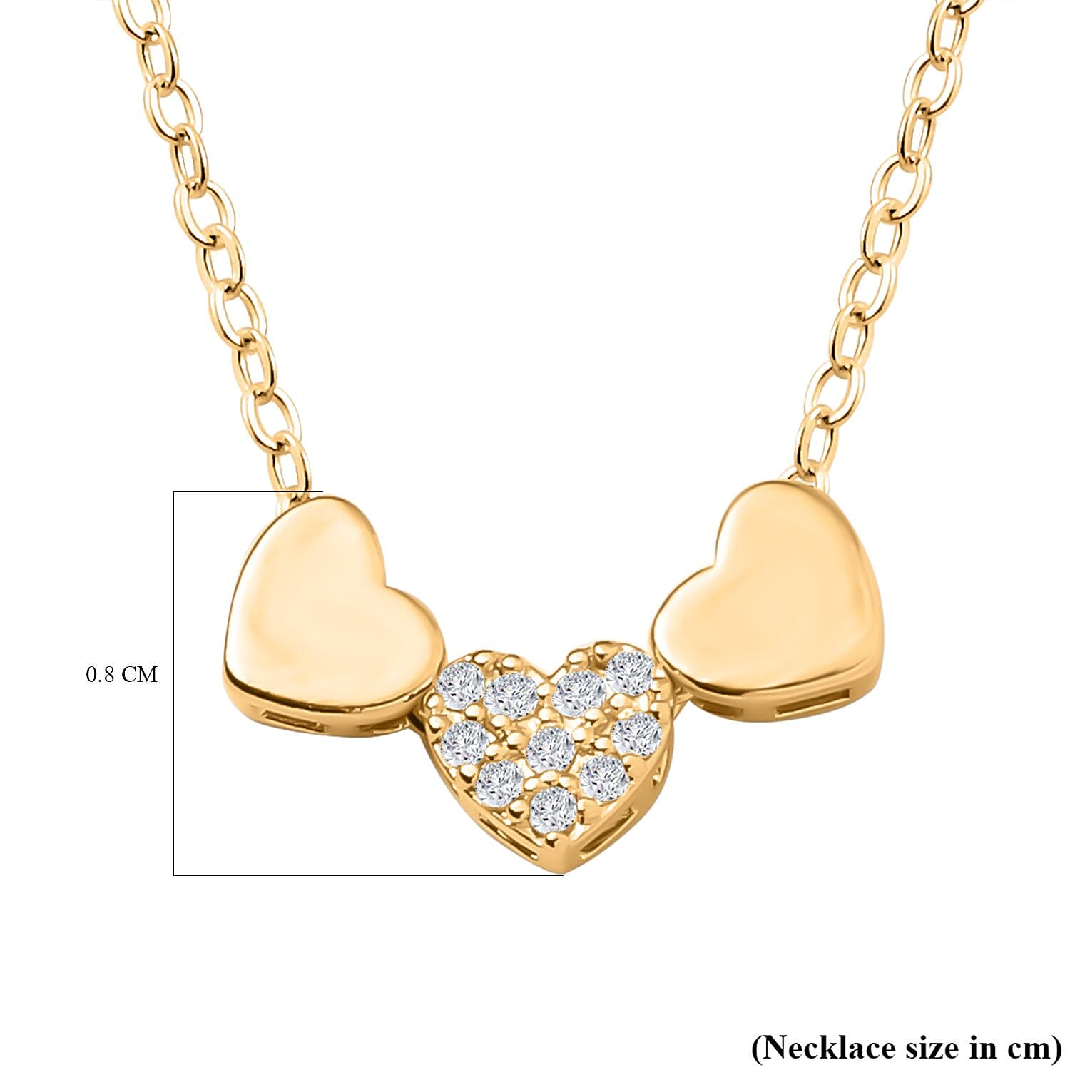 Cubic Zirconia Heart Necklace (Size - 20-2 inch Ext.)