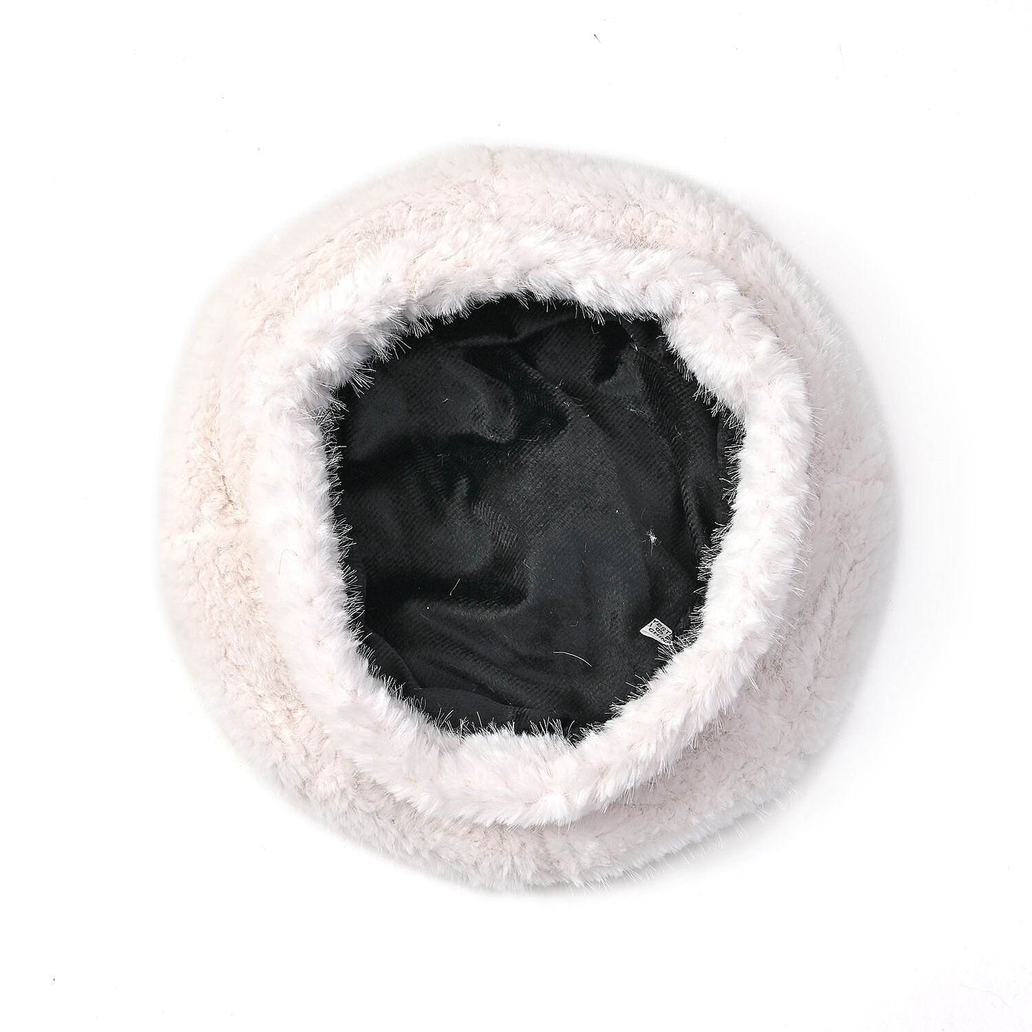 Faux Fur Beret - Cream