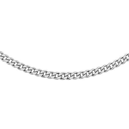 Diamond Cut Curb Chain 16 Inch in 9K White Gold