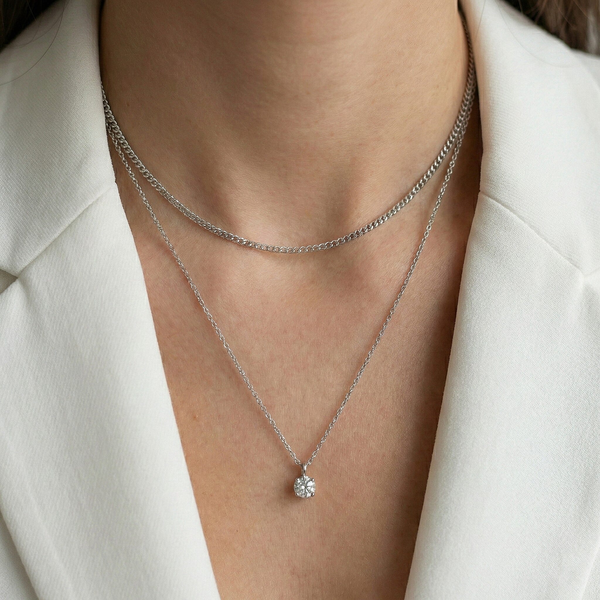 9K White Gold  Chain (Size - 16),  Gold Wt. 0.73 Gms