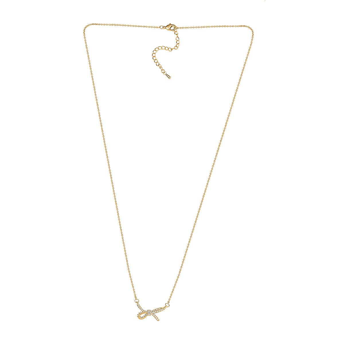 Cubic Zirconia Ribbon Necklace (Size - 20-2 inch Ext)