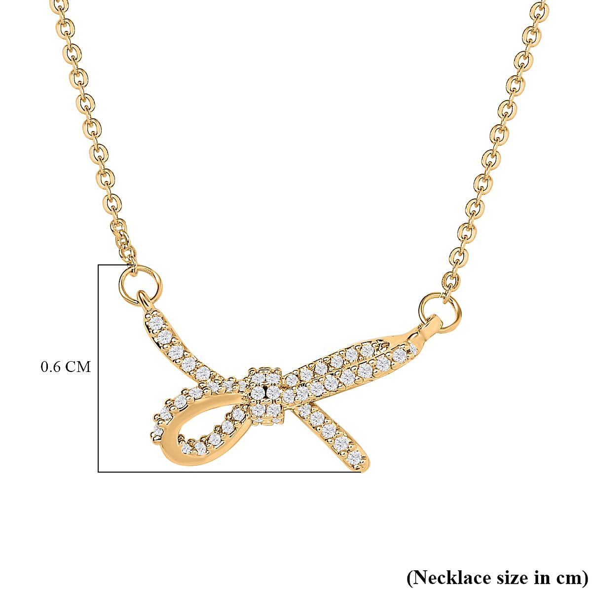 Cubic Zirconia Ribbon Necklace (Size - 20-2 inch Ext)