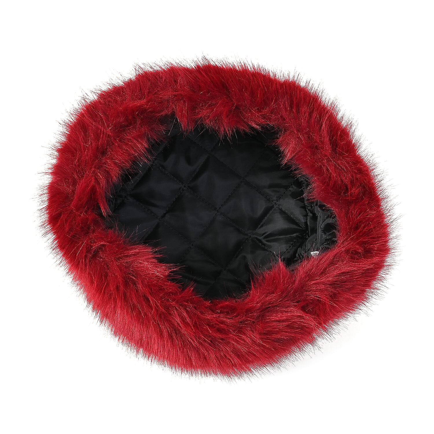 Super Soft - Warm Faux Fur Winter Hat- Burgundy