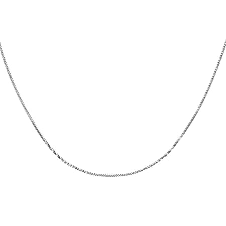 Diamond Cut Curb Chain 18 Inch in 9K White Gold