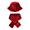 2 Piece Set - Faux Fur Hat and Scarf - Burgundy