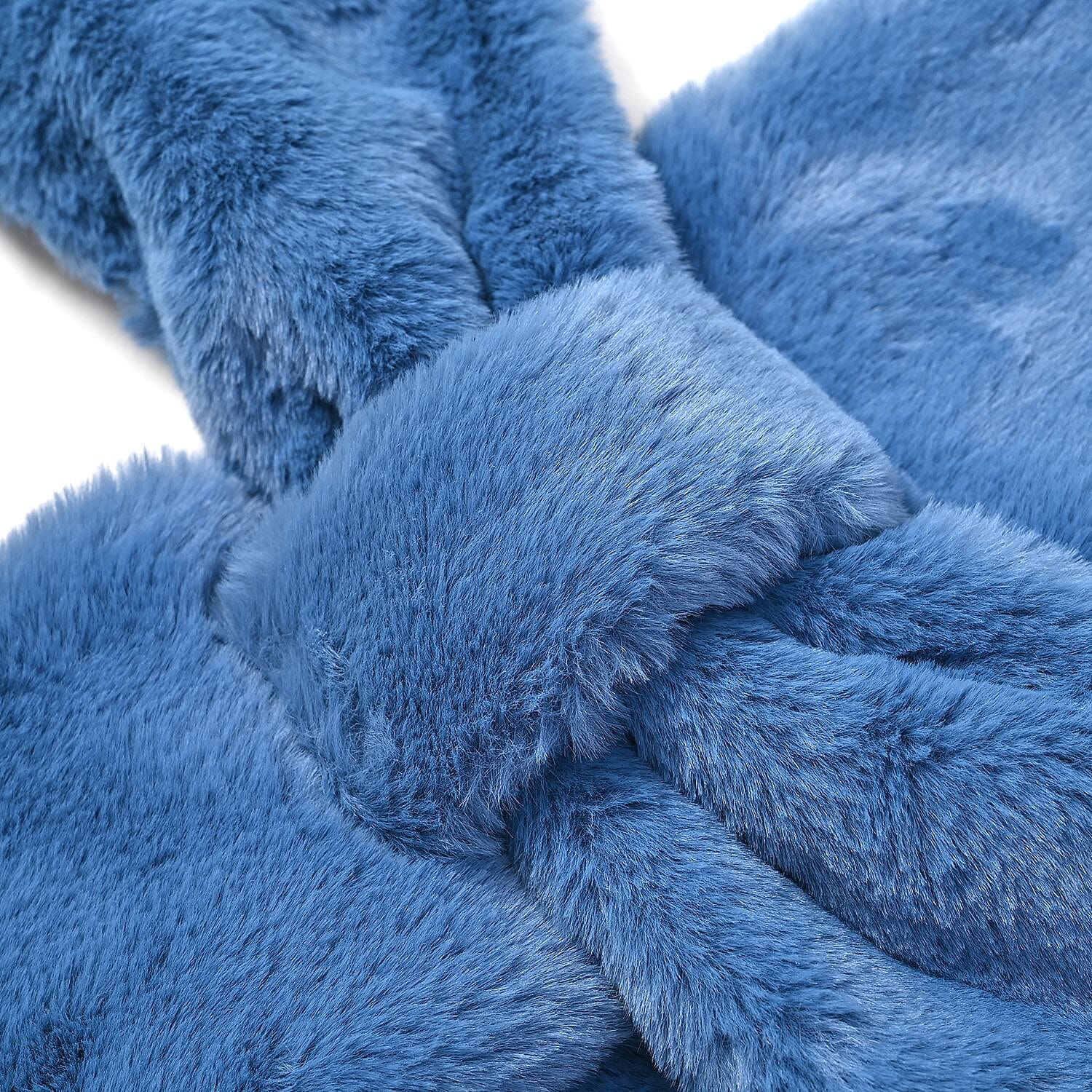 2 Piece Set - Faux Fur Hat and Scarf - Blue