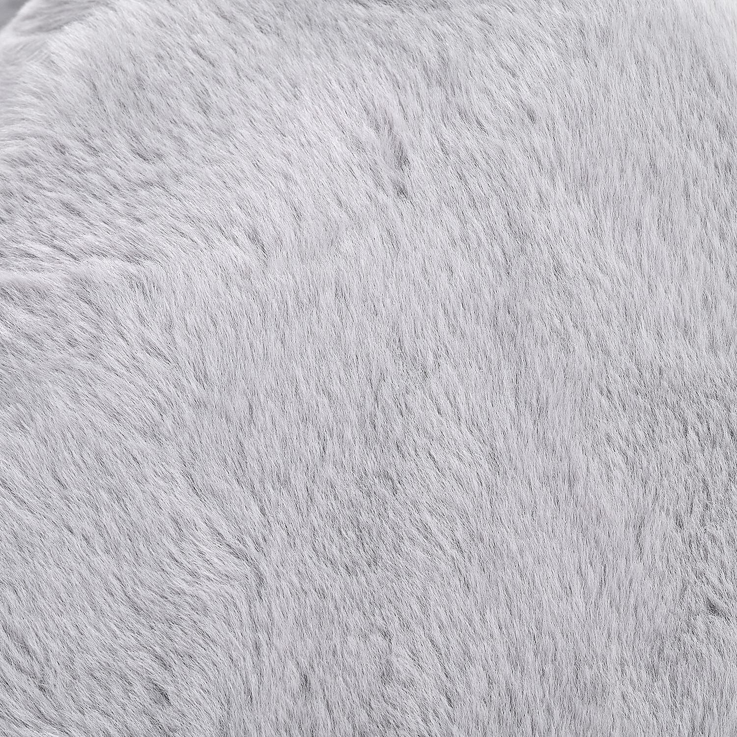 2 Piece Set - Faux Fur Hat and Scarf - Light Grey