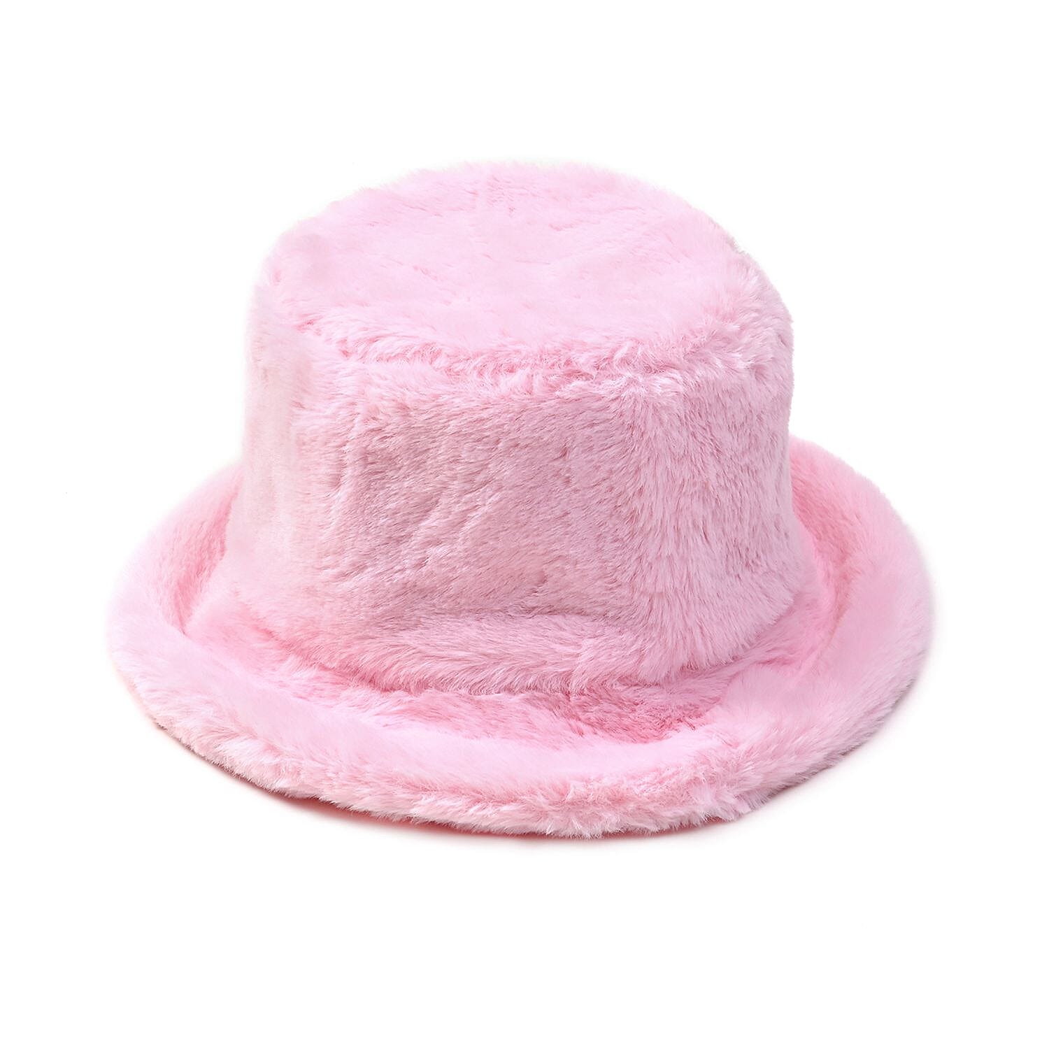 2 Piece Set - Faux Fur Hat and Scarf - Pink