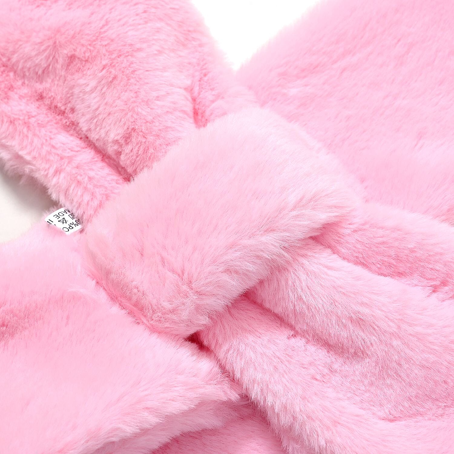 2 Piece Set - Faux Fur Hat and Scarf - Pink