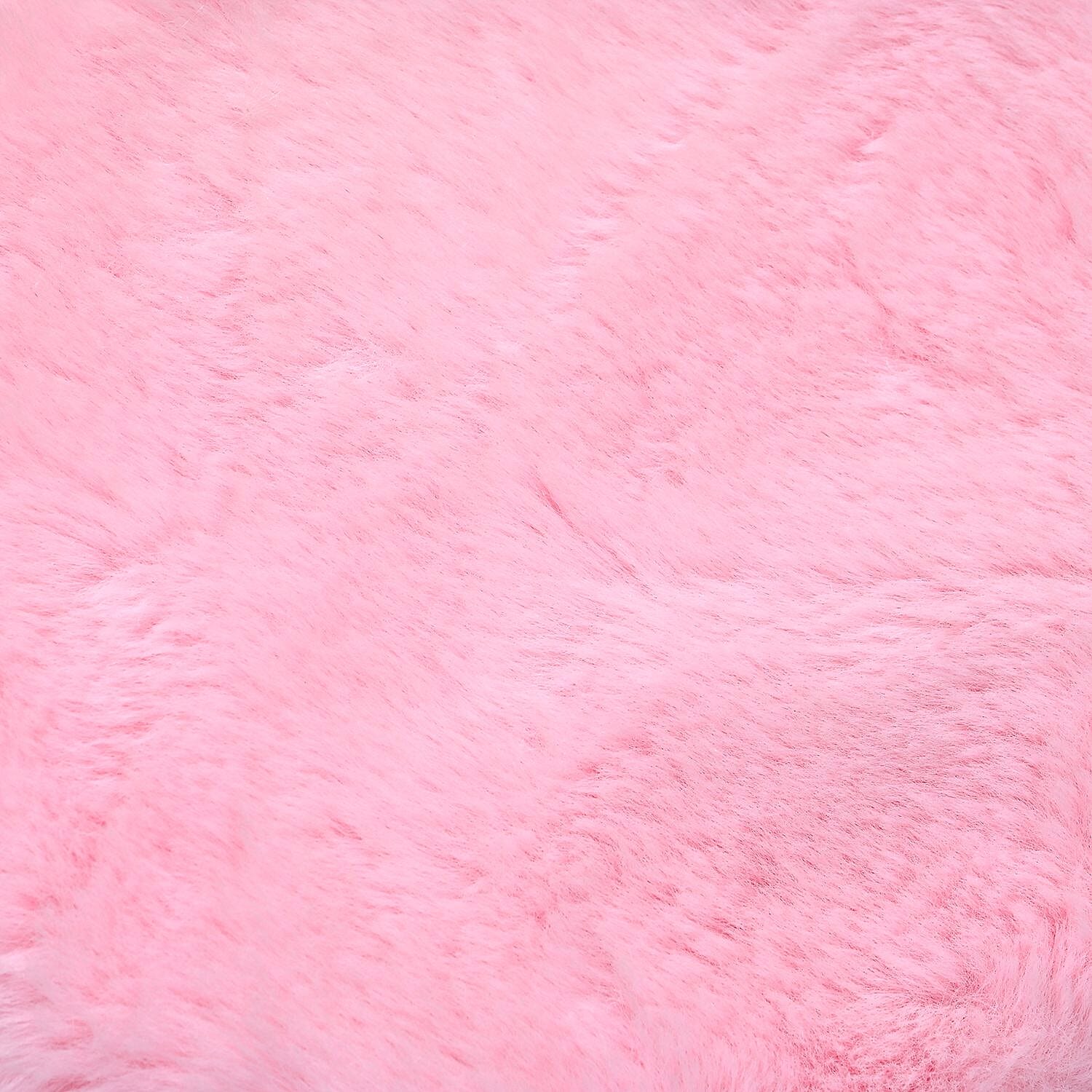 2 Piece Set - Faux Fur Hat and Scarf - Pink