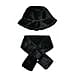 2 Piece Set - Faux Fur Hat and Scarf - Black