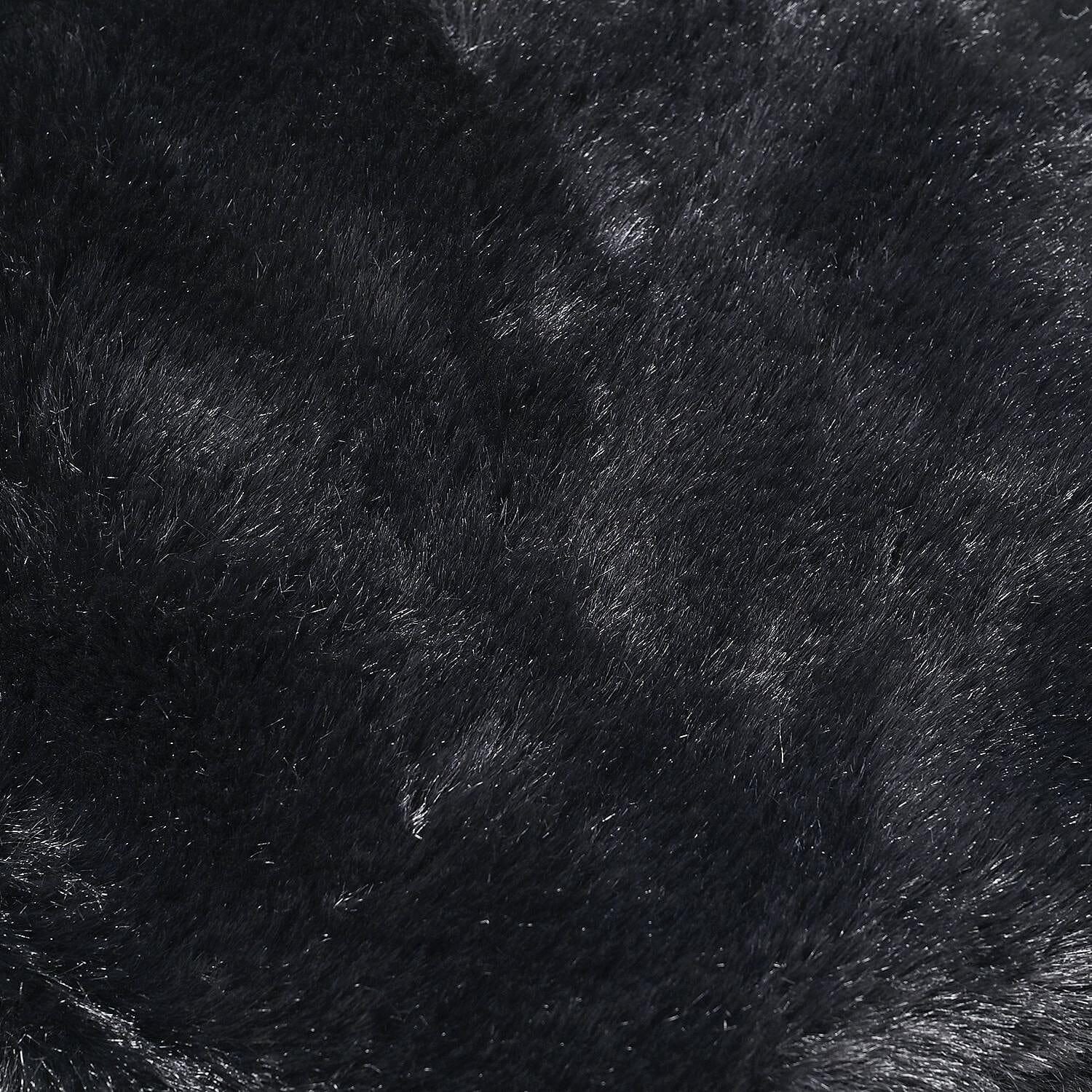 2 Piece Set - Faux Fur Hat and Scarf - Black