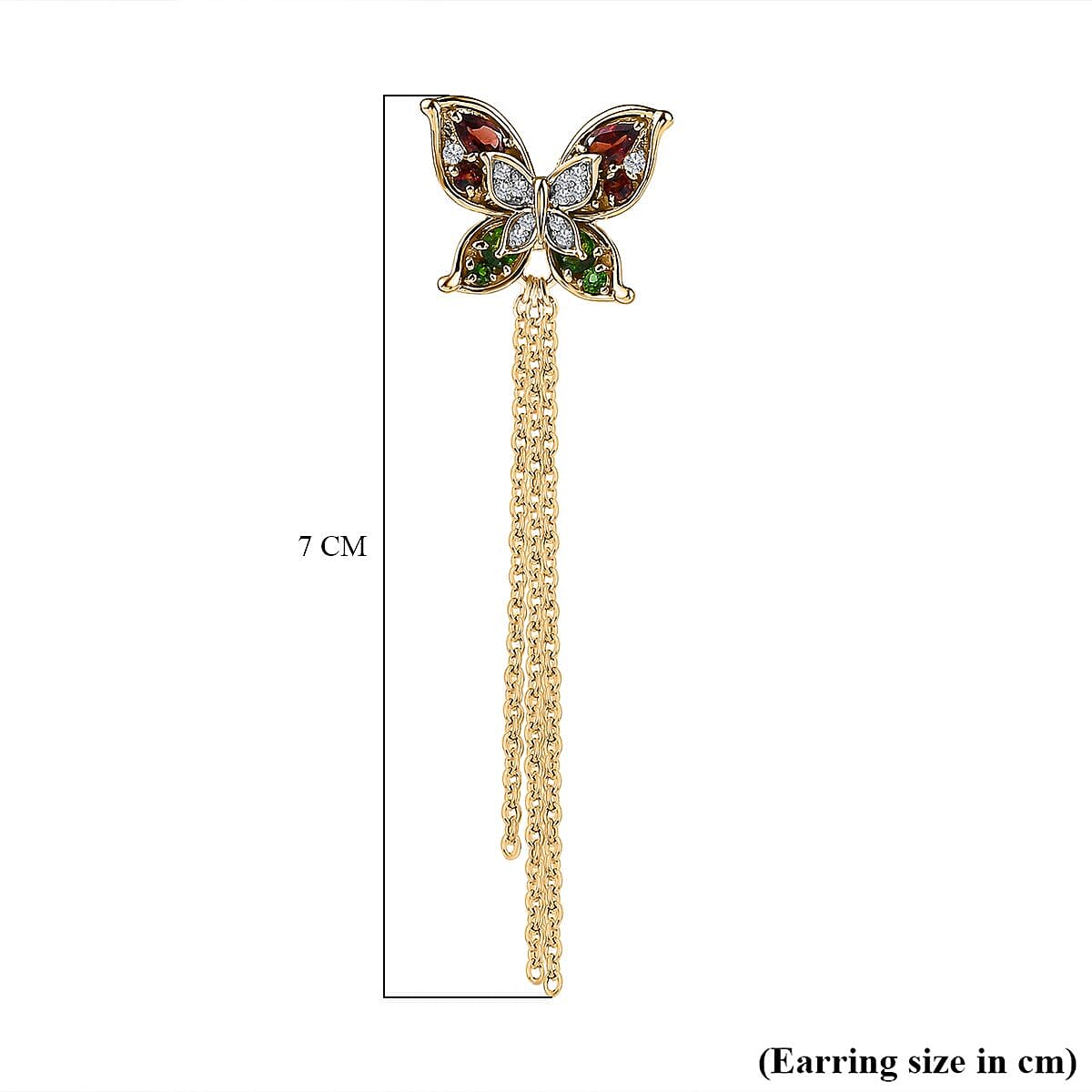 GP Italian Garden Collection - Red Garnet, Natural Chrome Diopside & Natural Zircon Earrings in 18K Vermeil Yellow Gold Plated Sterling Silver 3.32 Ct, Silver Wt. 7.07 Gms