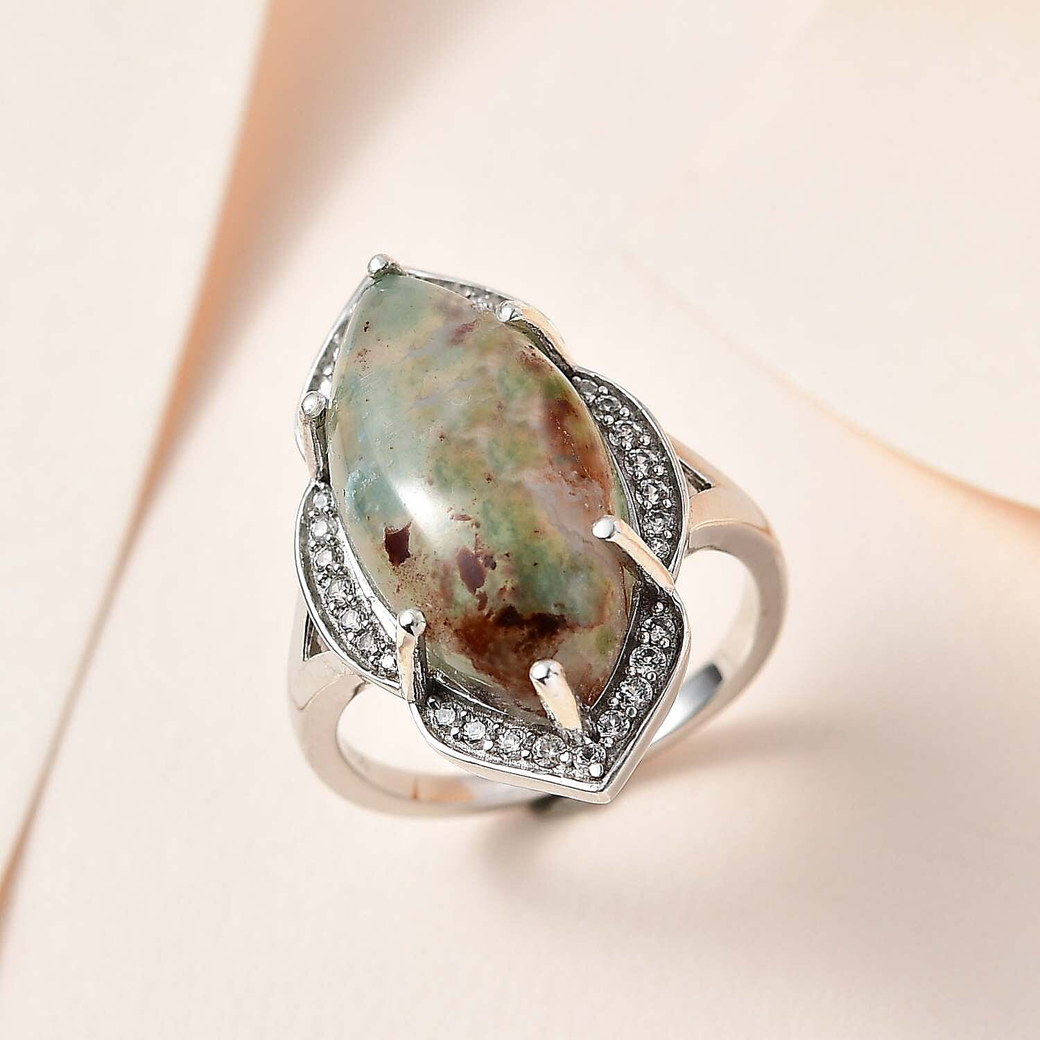 Zimbaprase and Natural Zircon Ring in 18K Vermeil Rose Gold Plated Sterling Silver 8.91 Ct.