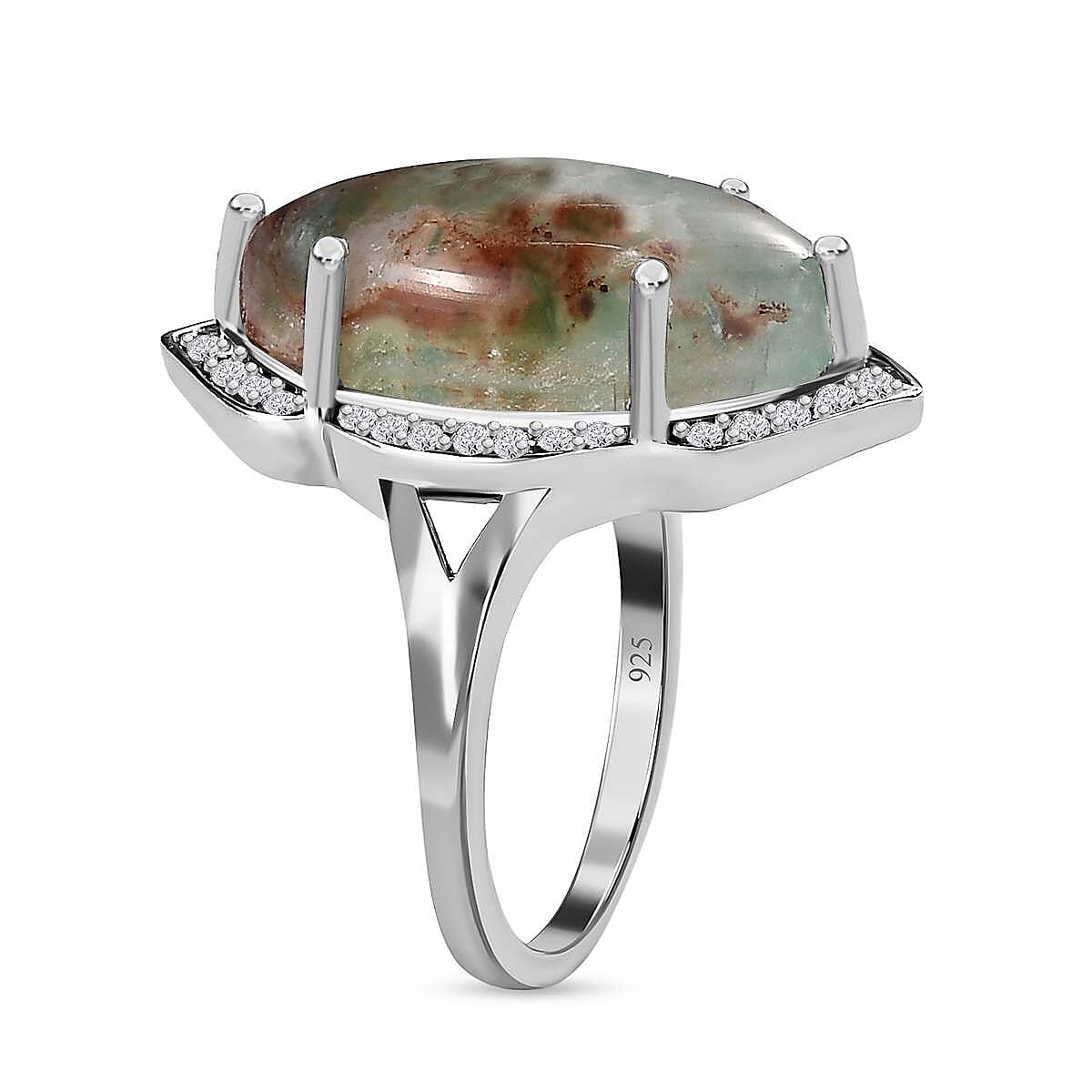 Zimbaprase and Natural Zircon Ring in 18K Vermeil Rose Gold Plated Sterling Silver 8.91 Ct.