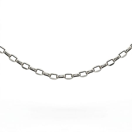 Oval Belcher Chain 22 Inch in 9K White Gold