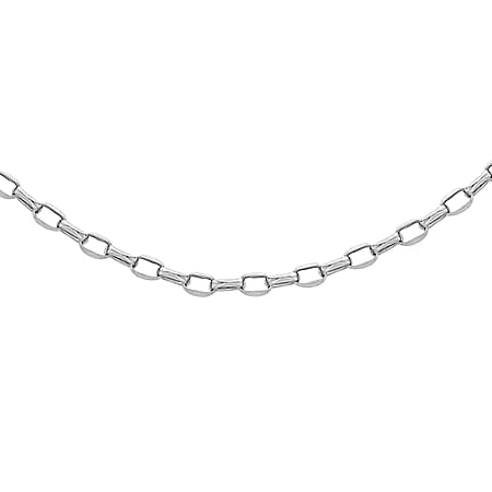 Oval Belcher Chain 22 Inch in 9K White Gold