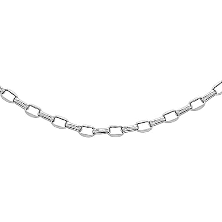 Oval Belcher Chain 20 Inch in 9K White Gold