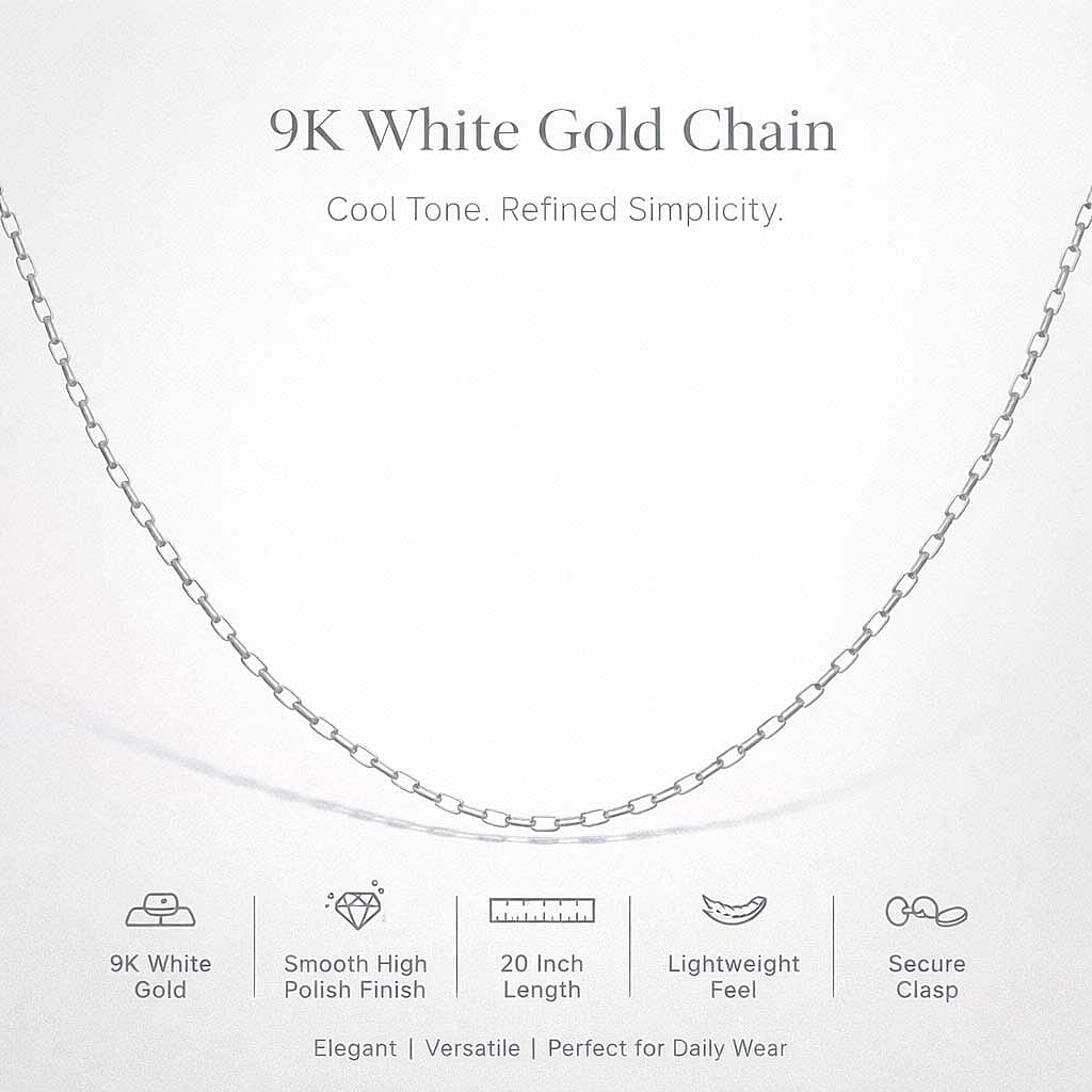 9K White Gold  Chain (Size - 20),  Gold Wt. 1.4 Gms