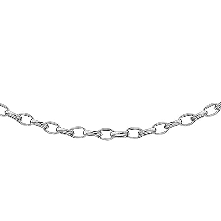 Oval Belcher Chain 18 Inch in 9K White Gold