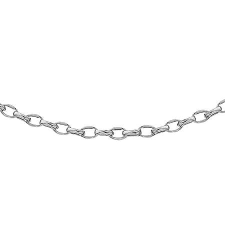Oval Belcher Chain 16 Inch in 9K White Gold