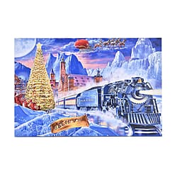 Light up Canvas Wall Decor Printing Lake Side City Scene 2xAA Battery (Not Inc.) - Village