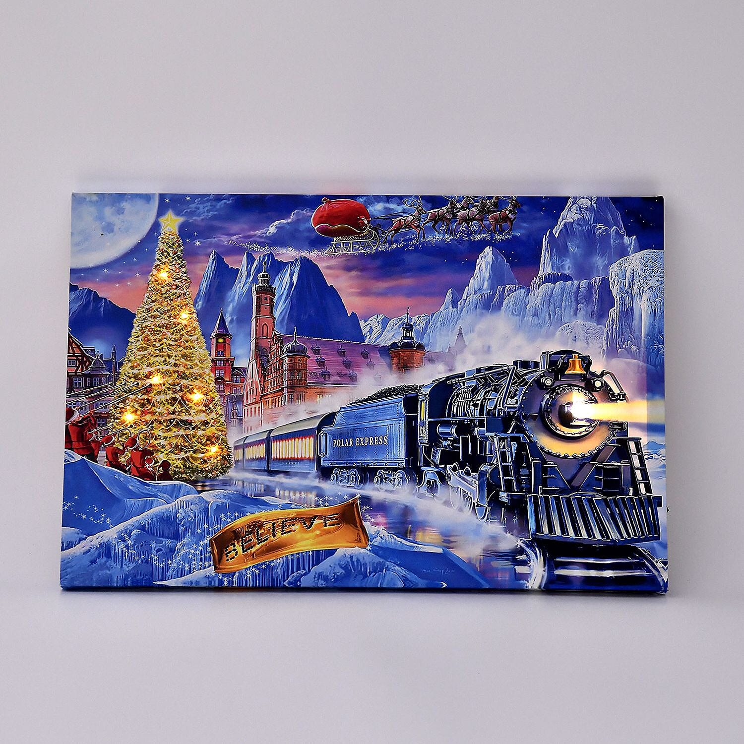 Light up Canvas - Christmas Tree - Steam Train  - Requires 2xAA Battery (Not Inc.) - 60cm x 40cm