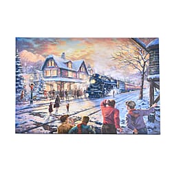 Light up Canvas Wall Decor Printing Lake Side City Scene 2xAA Battery (Not Inc.) - Village